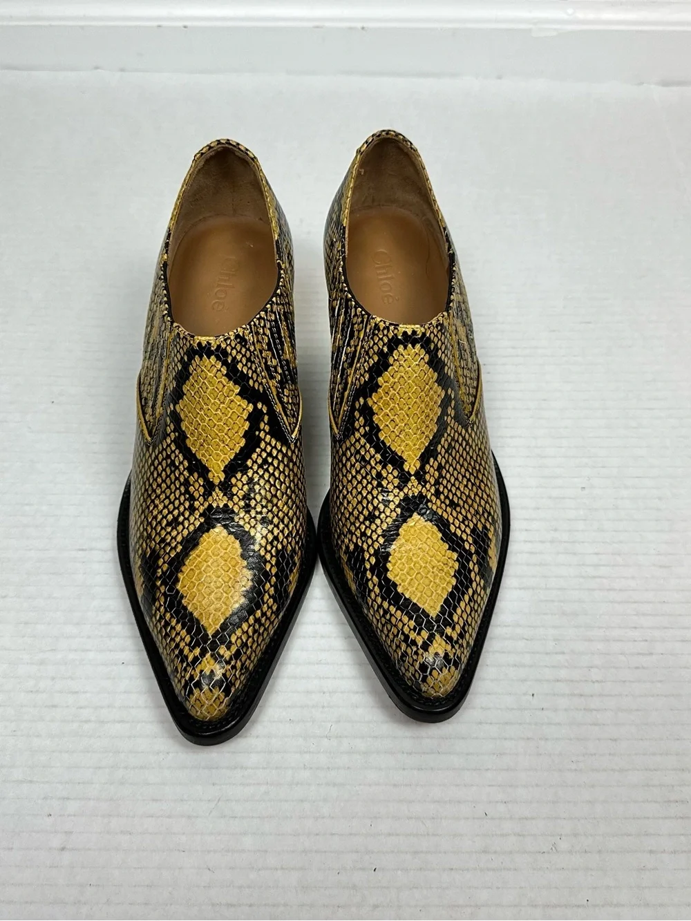Chloé Rylee Snakeskin Embossed Leather Ankle Boots Size EU 38 - US 7.5
